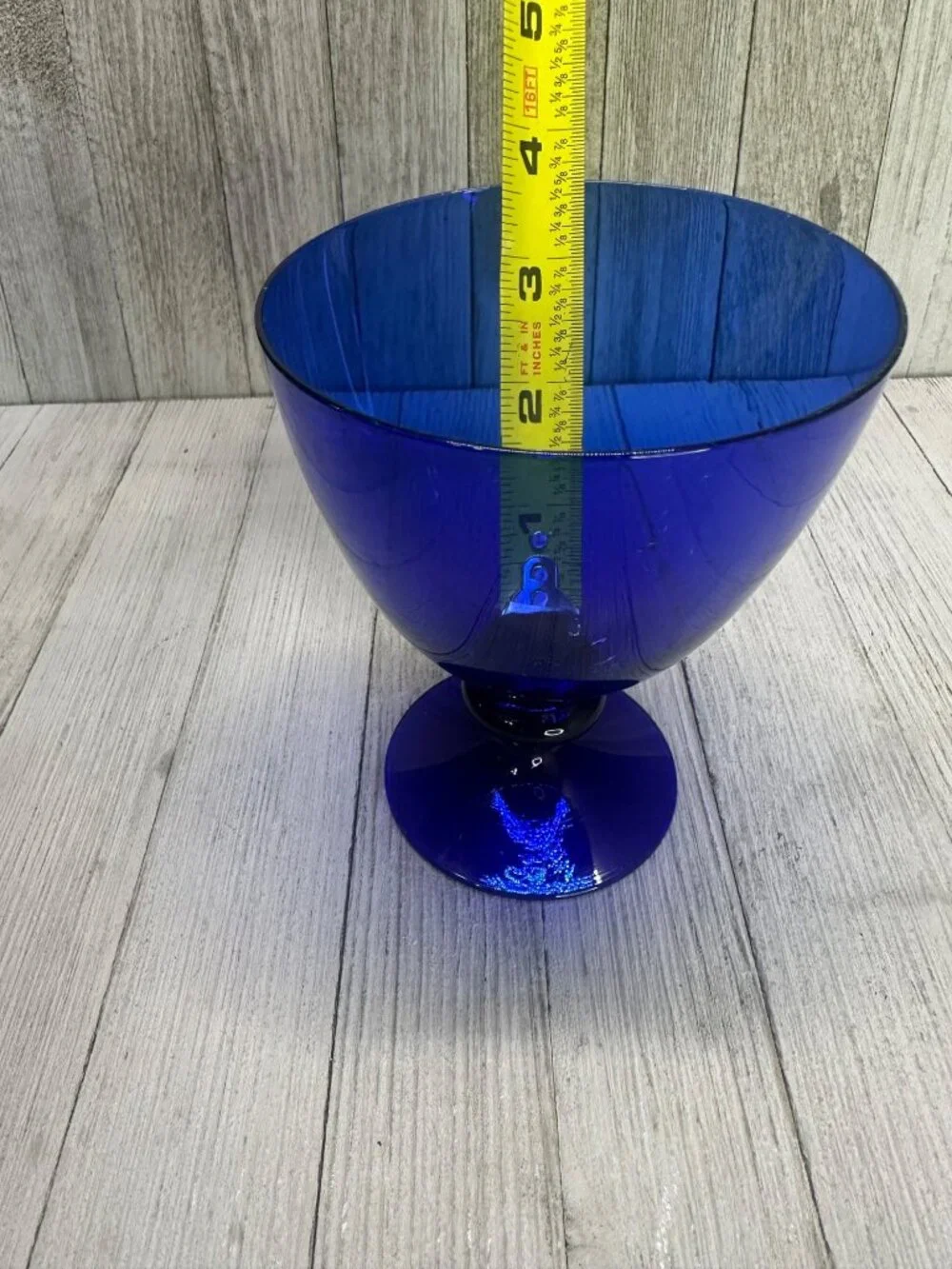 Vtg Bristol Style Cobalt Blue Wine Goblets Glasses Stemmed 5 1/4